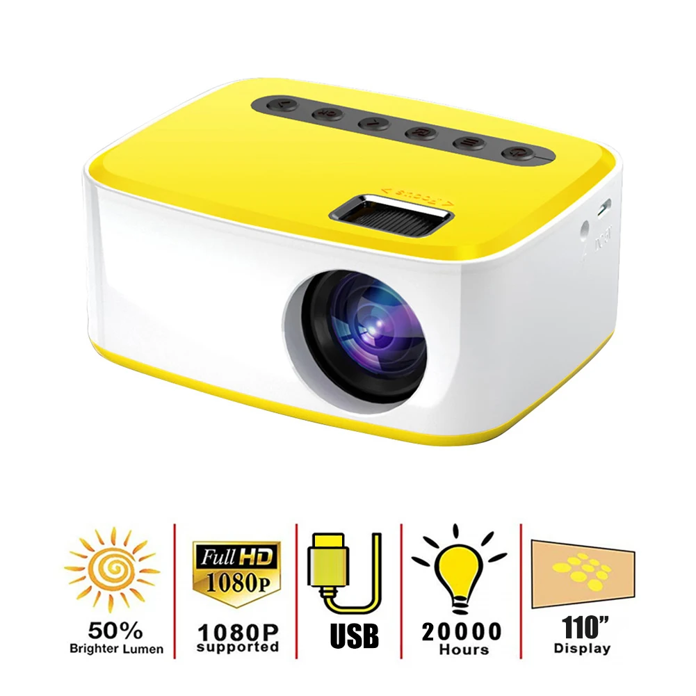

T20 1080P HD мини портативный проектор USB 3,5 мм аудио светодиодный проектор для домашнего кинотеатра проектор для видеосъемки