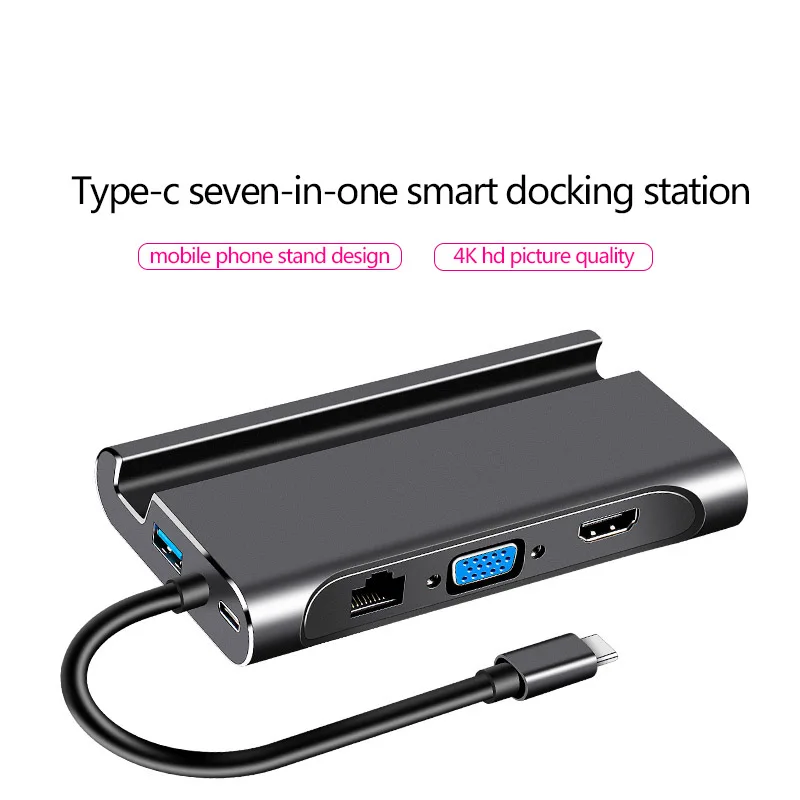 Док станция USB C типа c hdmi 3 0 HDMI VGA RJ45 Hub для ноутбука Macbook Pro HP DELL Surface Lenovo Samsung dex