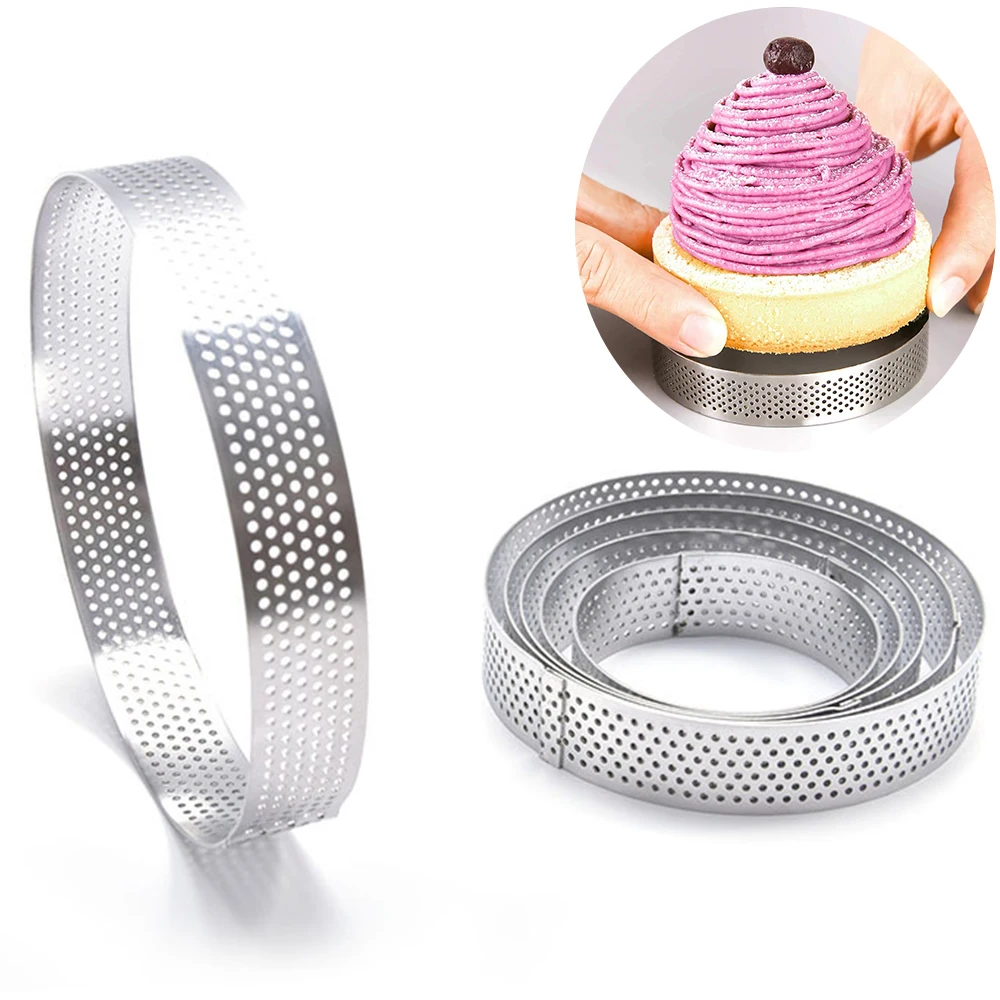 

6/7/8/9/10CM Stainless Steel Tart Mold Ring Tartlet Cake Mousse Molds Cookies Pastry Circle Cutter Pie Ring Perforated