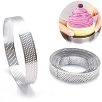 678910cm stainless steel tart mold ring tartlet cake mousse molds cookies pastry circle cutter pie ring perforated