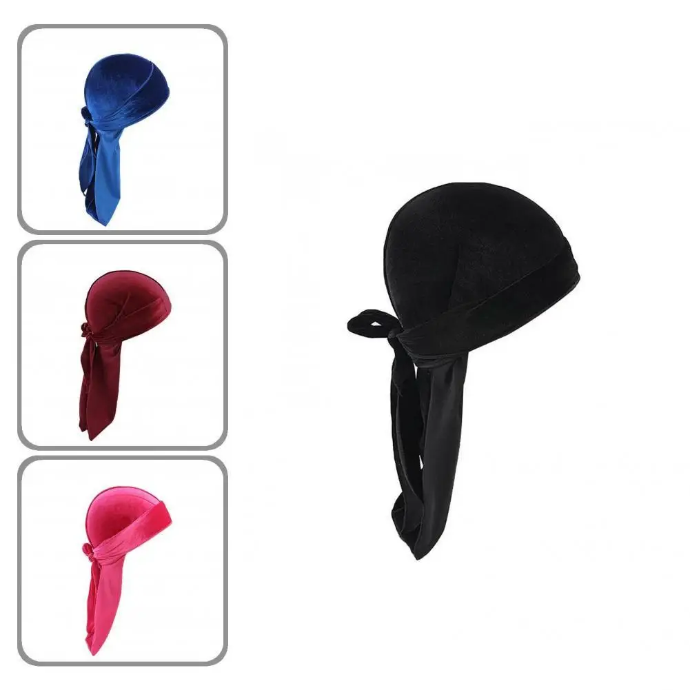 

Multiple Colors Practical Men Women Head Wrap with Long Tail Washable Wave Cap Thick for Unisex
