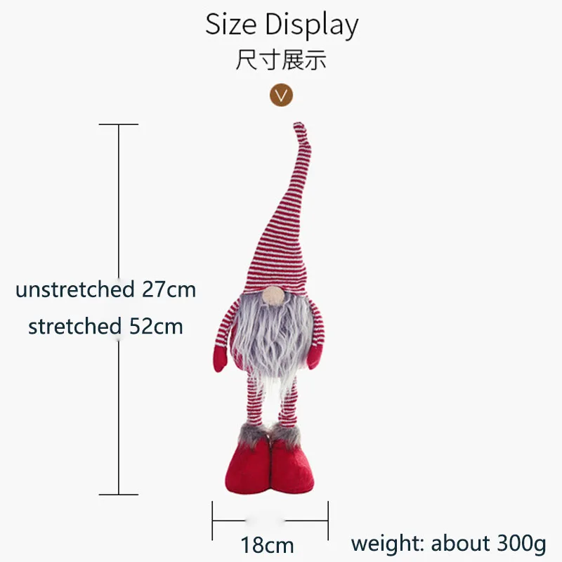 

New Design Striped Christmas Doll Christmas Tree Decoration Pendant Faceless Standing Doll Nordic Santa Claus Navidad Xmas