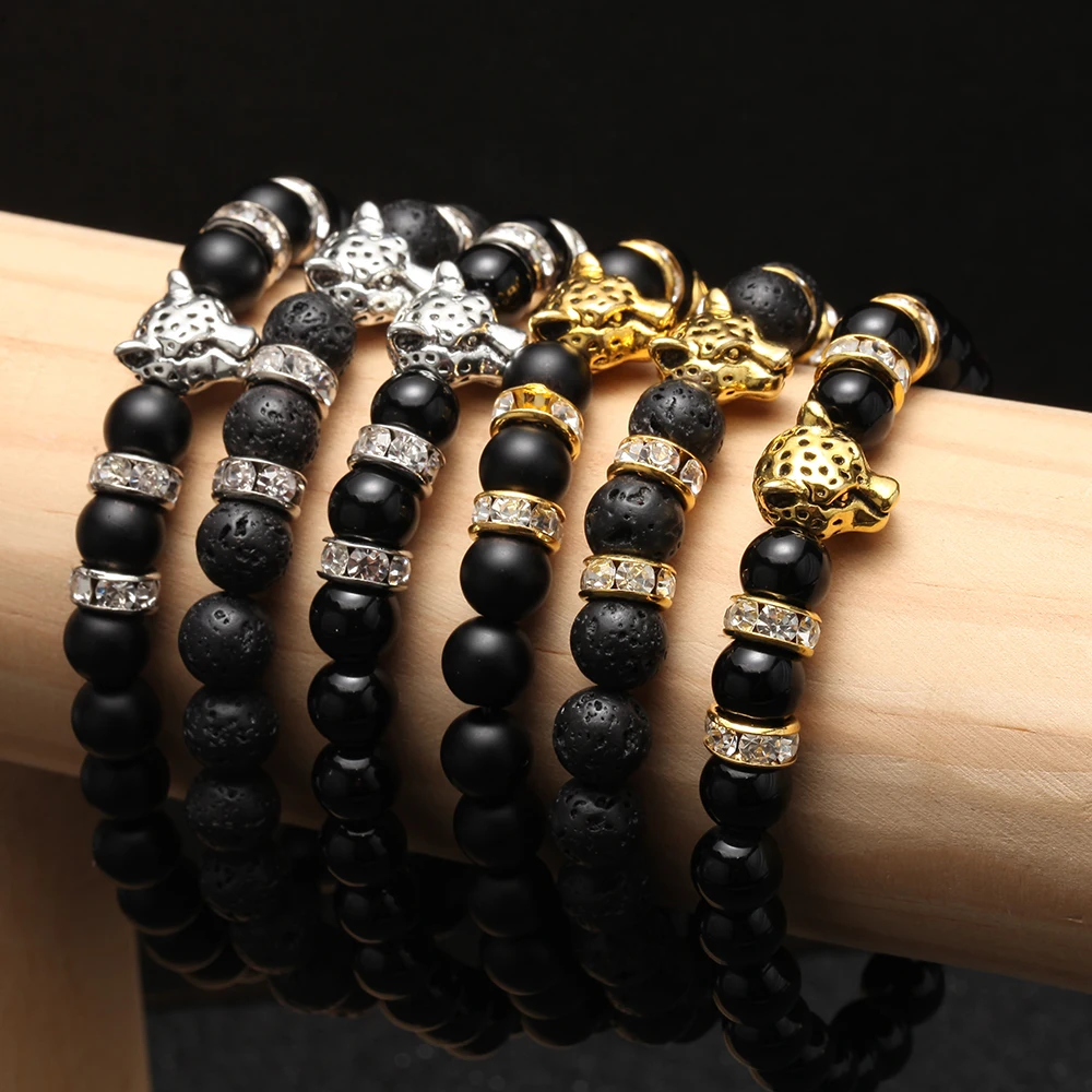 Браслет с шармами для мужчин и женщин золотистый браслет головой леопарда из