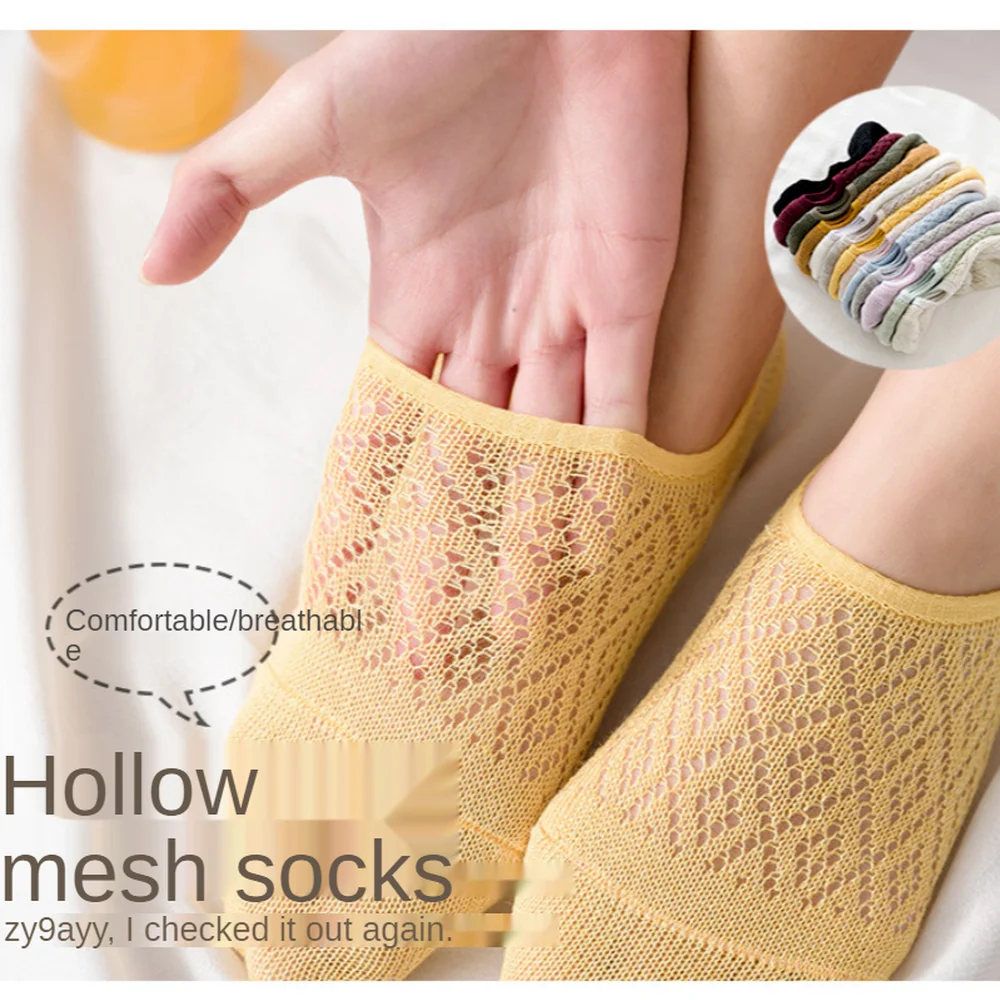 

Boat Socks Women spring Summer Sock snon-slip invisible Socks Mesh Cotton Socks Ladies Invisible Socks Silicone Non-slip Boat S