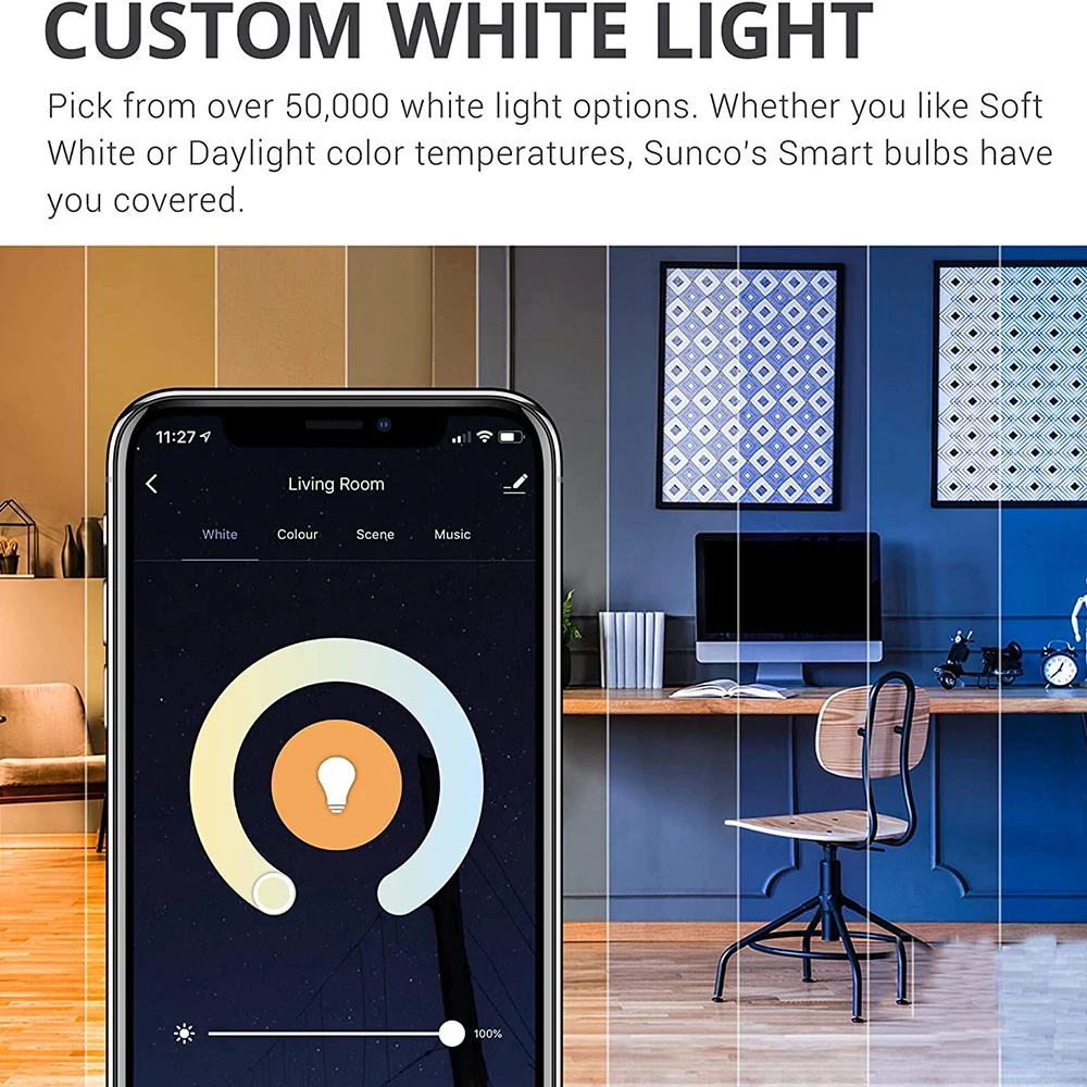 Цвет меняется RGB совместим с Alexa и Google Assistant. Не требуется концентратор лампы или