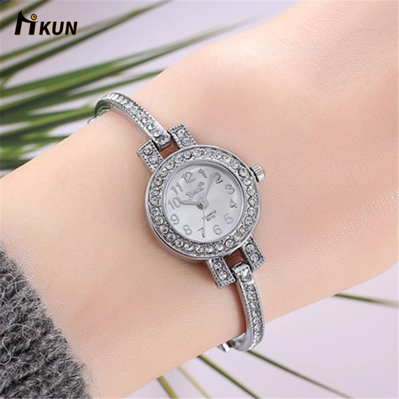 Женские роскошные часы из нержавеющей стали Vente chaude Mode De Luxe Femmes Montre браслет с
