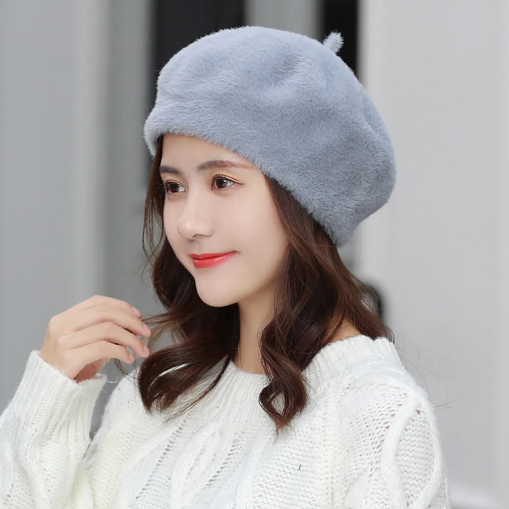 Однотонные женские шапки, зимняя теплая однотонная шапка, берет, мешковатая вязанная крючком шапка, лыжная шапка, повседневная шапка для путешествий, Париж
