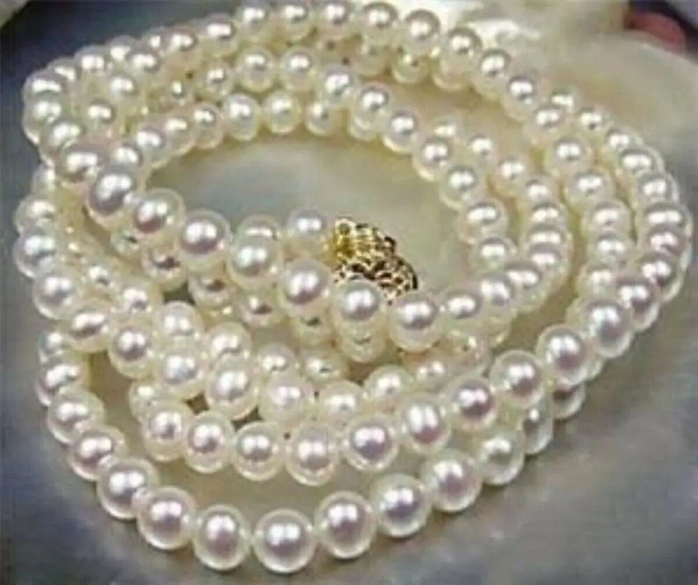 

7-8mm Natural White Akoya Cultured Pearl Necklace 34"