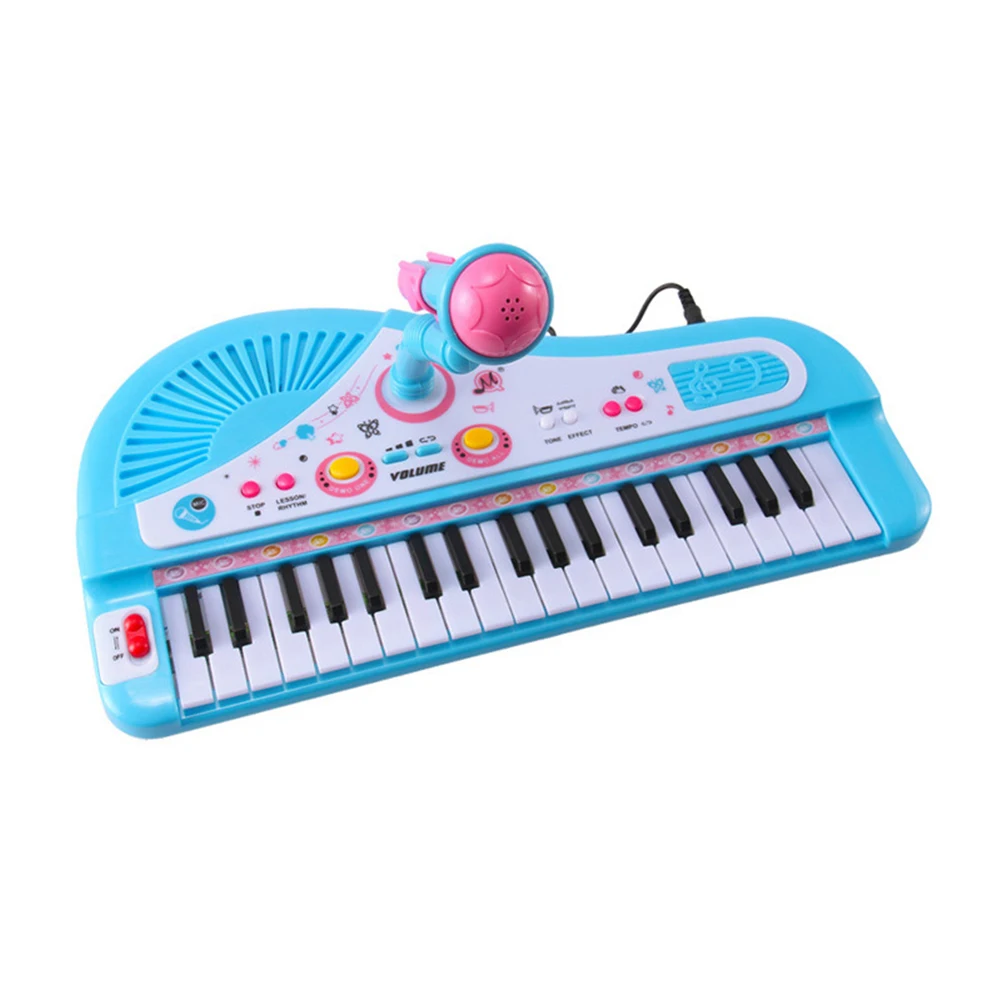 

37 Keys Cute Development Kids Keyboard Electronic Piano Song Fingers Music Infant Playing Educational Baby Toys With Microphone