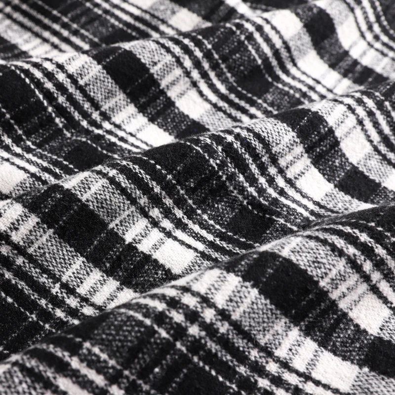 EC.MS шерстяной жилет средней длины в черно белую клетку двубортный толстый хлопок