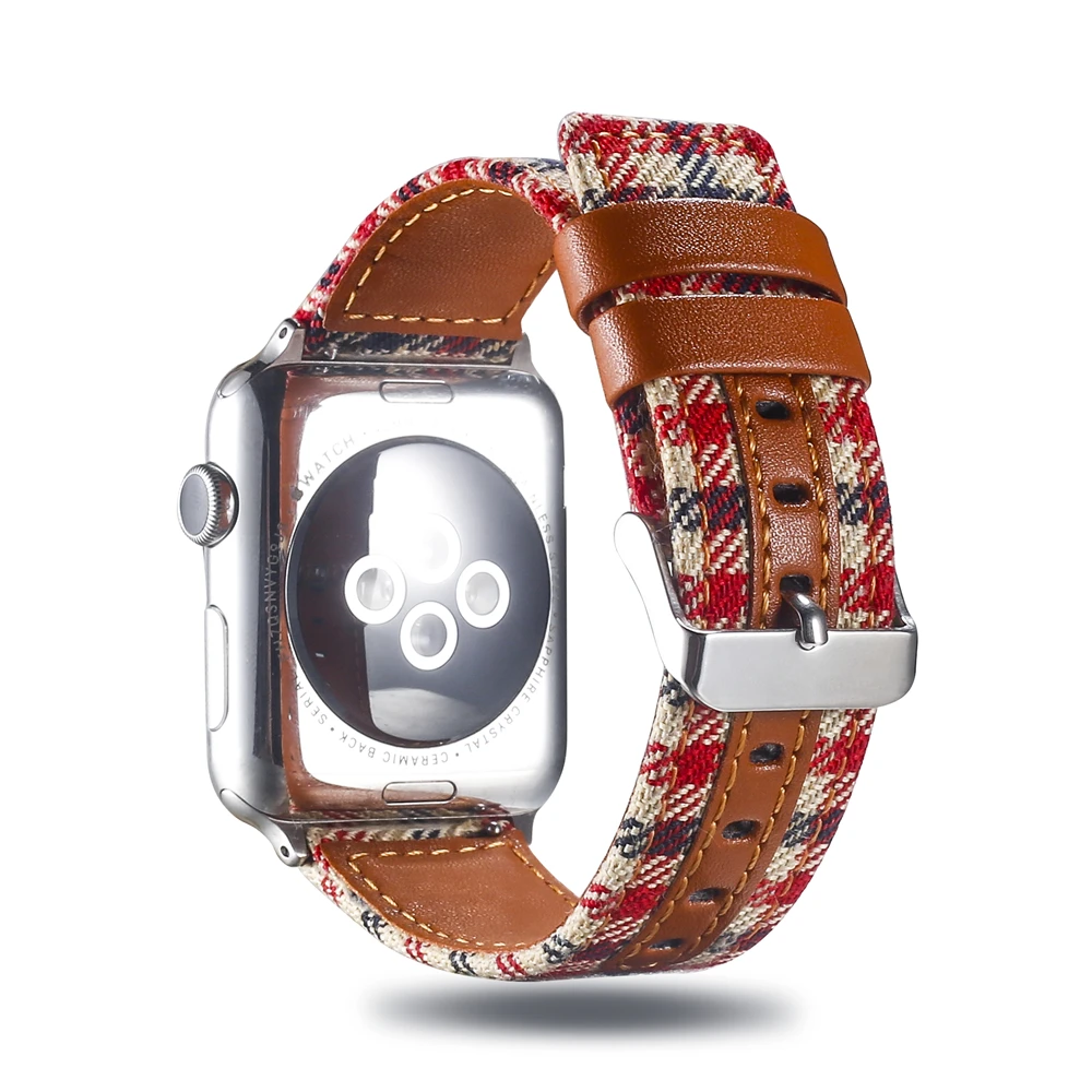 Холщовый ремешок для часов для Apple Watch 38 мм 42 мм 40 мм 44 мм нейлоновый кожаный ремешок для часов браслет для iWatch Series 5/4/3/2/1