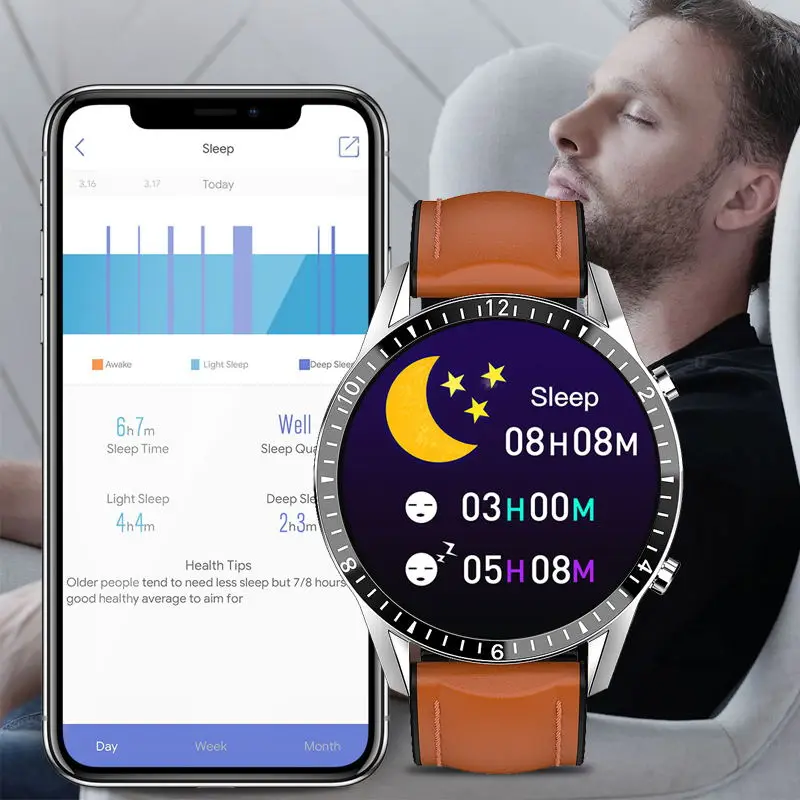 LIGE Смарт-часы для мужчин сердечного ритма в режиме реального IP67