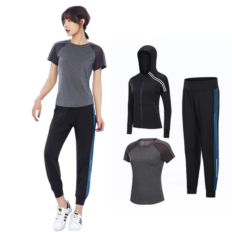 

2021 Summer Yoga Wear Women's Slim Fit Sports T-shirt Fitness Tights Two-piece Running Fitness Suit