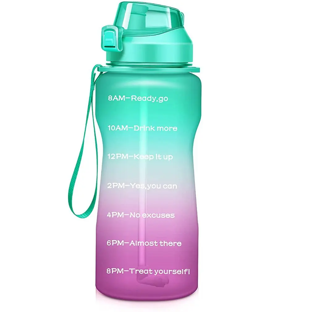 

Бутылка для воды объемом 2 л, 1 галлон, с маркировкой времени и соломинкой, кувшин для напитков BPA бесплатно, спортивные Соусники из тритана дл...