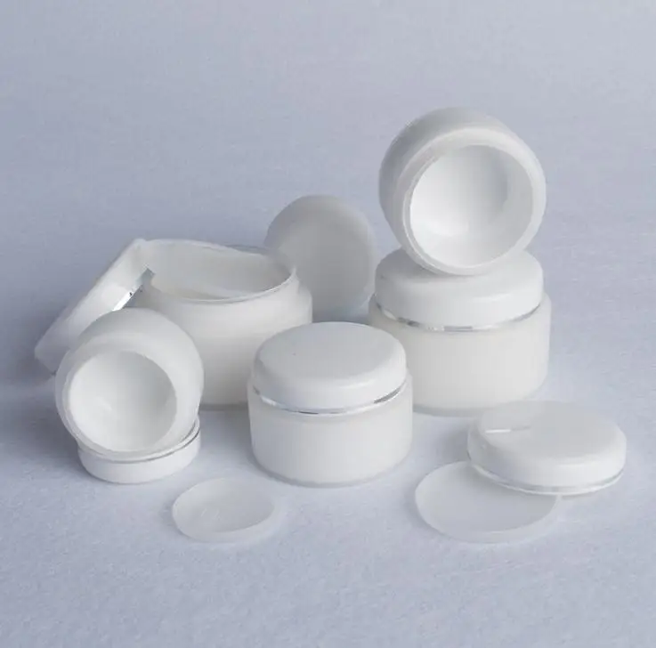 

White Pp Cosmetic Jar Hand Face Cream Plastic Jar 15g 30g 50g Cosmetic Sample Plastic Container With Inner Liner Cover Wholesale