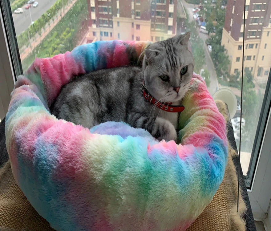 Длинная плюшевая кровать для домашних животных супер мягкие кровати кошек