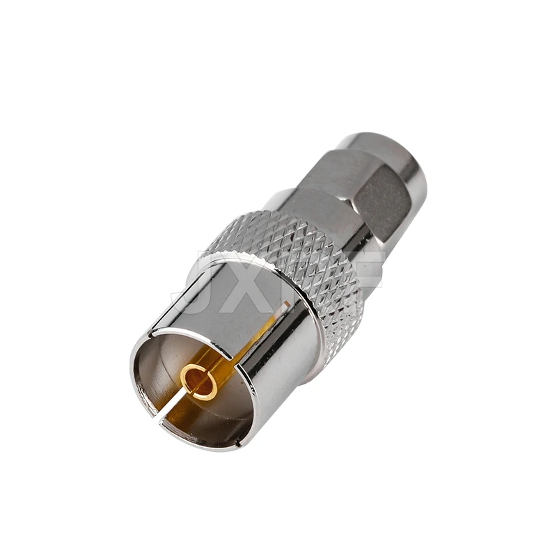 Коаксиальный адаптер JXRF штекер SMA в гнездовой разъем IEC TV прямой никелированный |