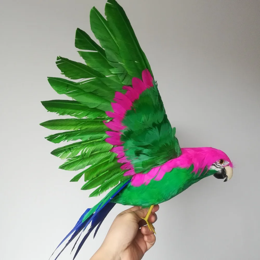 

large 42x60cm colourful green feathers parrot simulation bird hard model,foam&feathers bird prop garden decoration toy gift w085