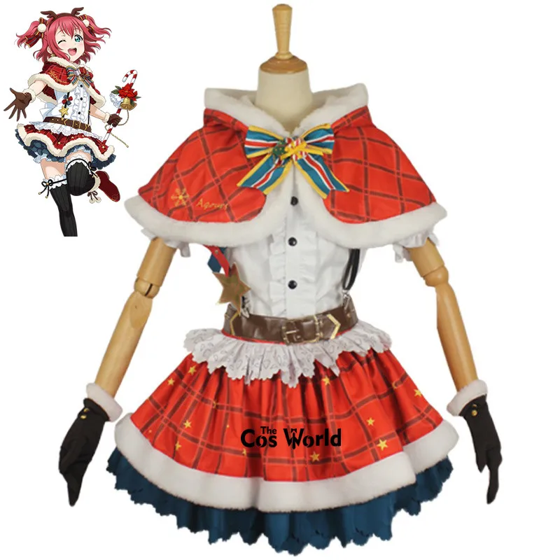 Рождественское платье Kurosawa с рубиновым плащом Love Live Sunshine Aqours Униформа наряд