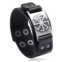 jessingshow bracelet for men pagan amulet talisman wide genuine leather bracelets adjustable bangle punk style men gift