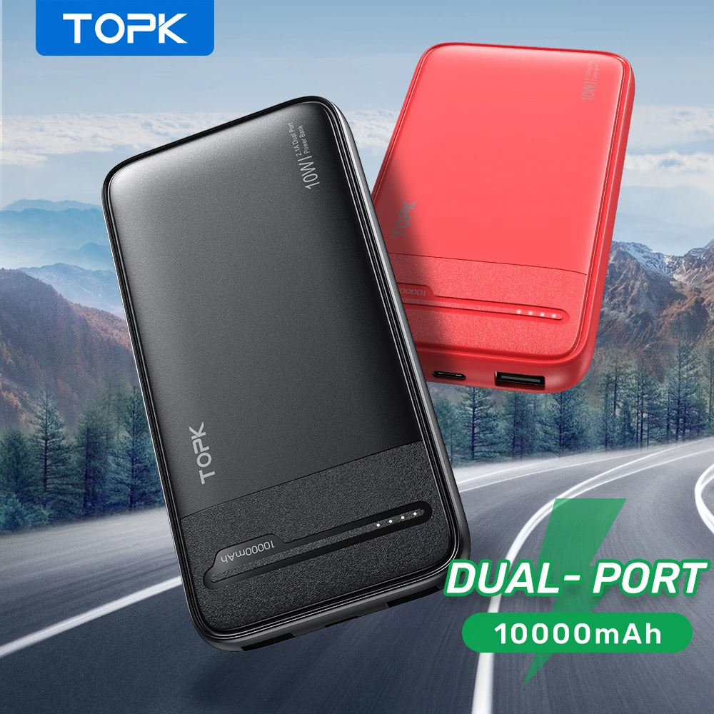 topk i1016 power bank 10000mah portable charger powerbank 10000mah external battery charger poverbank for iphone 12 xiaomi mi 10 free global shipping