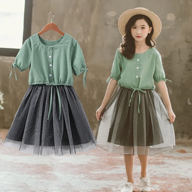 

Summer Dress Girls Sets Casual Knee Length Skirt Teenage Kids Clothes Girls 6 8 10 12 Year