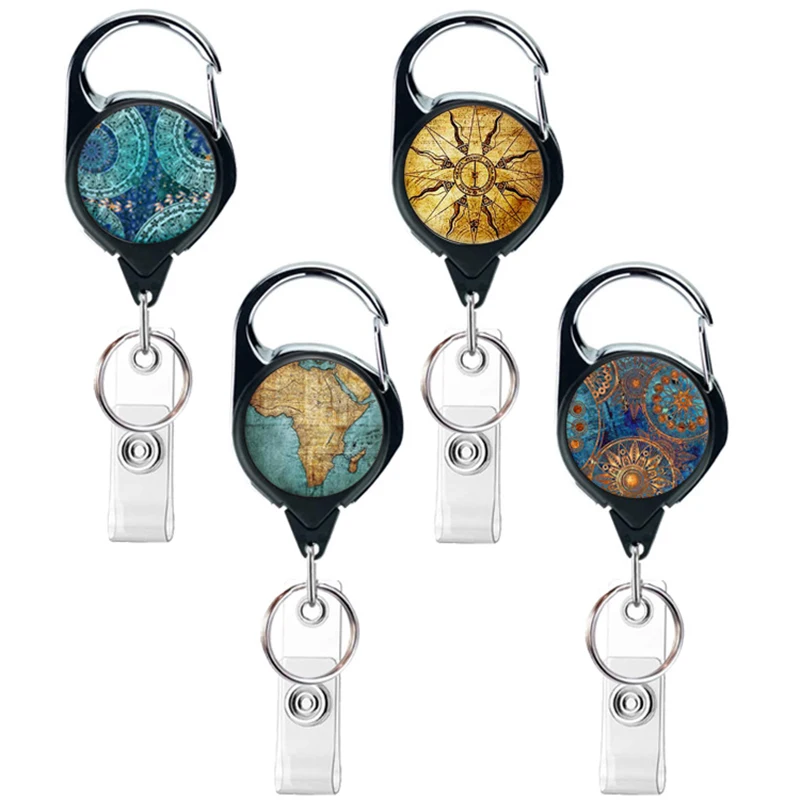 Retro Compass Map Retractable Adjustable Retractable Card Holder Name Badge Holdestudents Work Bank Credit Card