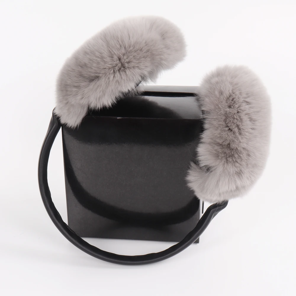 Зимние женские Теплые ботильоны на настоящий мех кролика наушники для девочек из