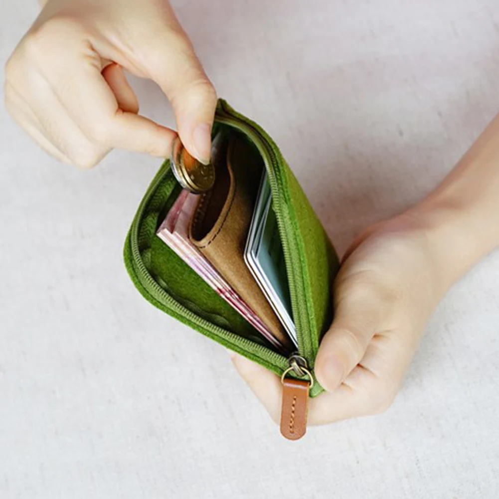 1 шт. унисекс войлочный кошелек мини сумочка фетровая сумка маленькая на молнии