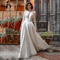 sodigne beach muslim wedding dress 2021 sexy backless shiny long sleeves boho bridal wedding gown vestidos de noiva