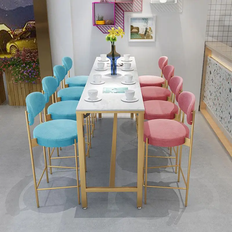 Чайный магазин барный стул скандинавский домашний высокий сетчатый красный