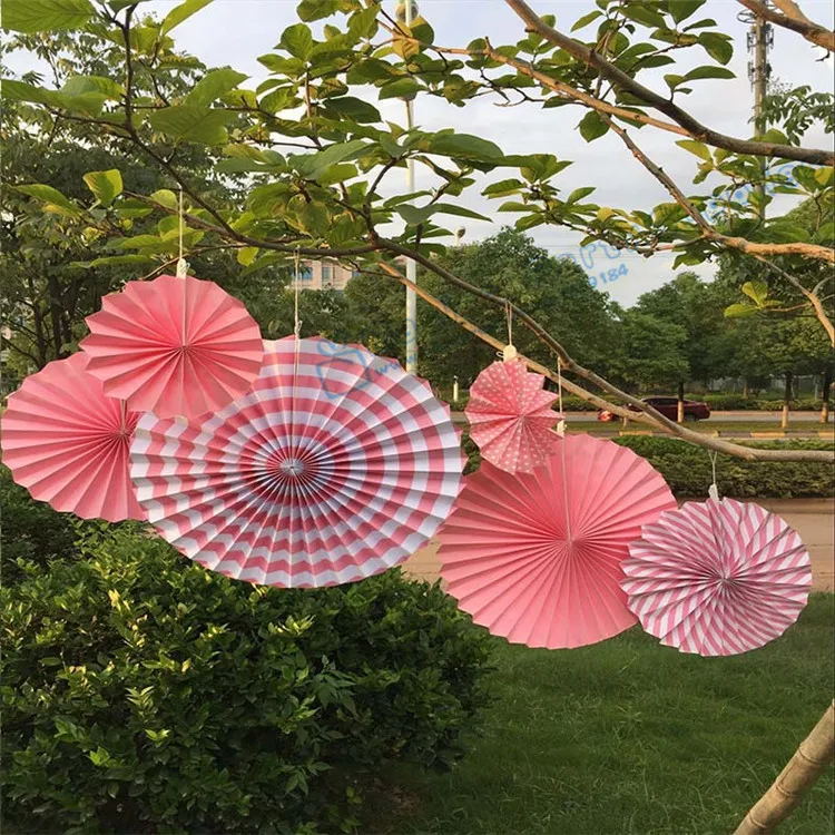 Оптовая продажа 10 комплектов (60 шт.) детские розовые веера для вечеринок розочки