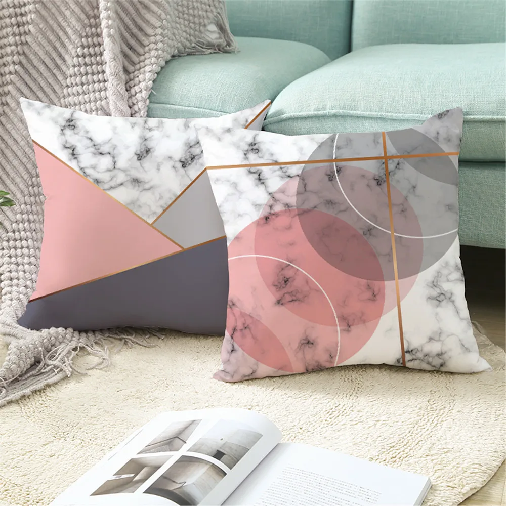 

Custom Geometry Of Marble Pillowcases Decorative Sofa Room Bed Pillow Cover Home Car Cute Cushion Case 45*45cm(One Side) TPR03