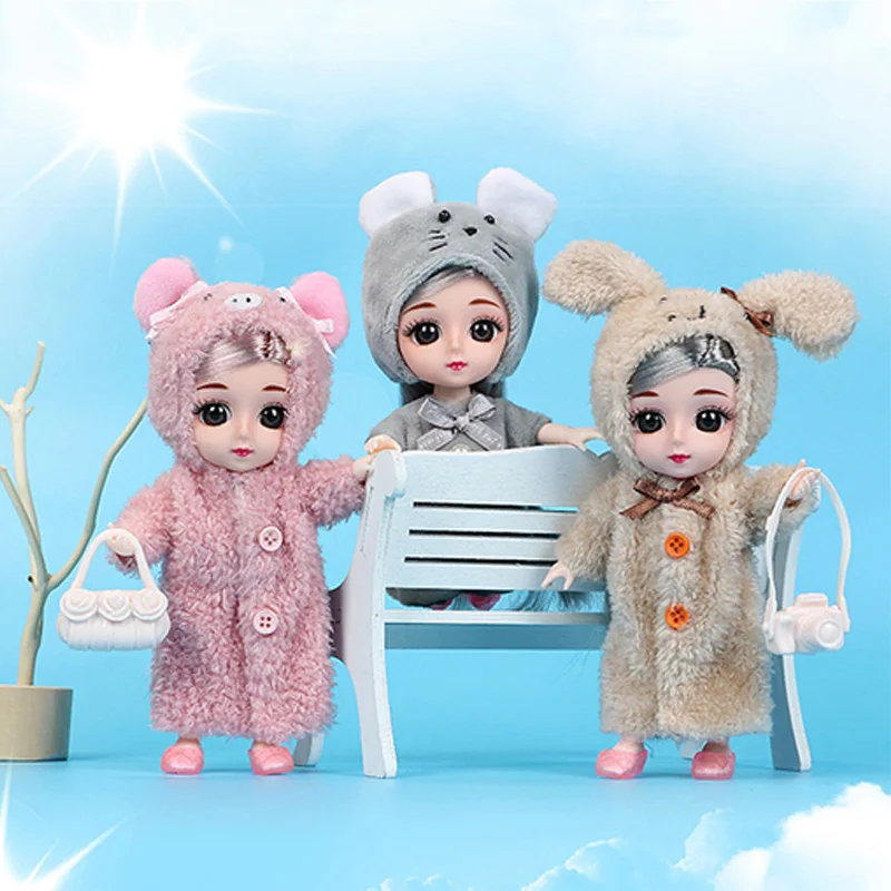 Новый Модный милый плюшевый комплект с животными 16 см мини кукла Bjd одежда наряды