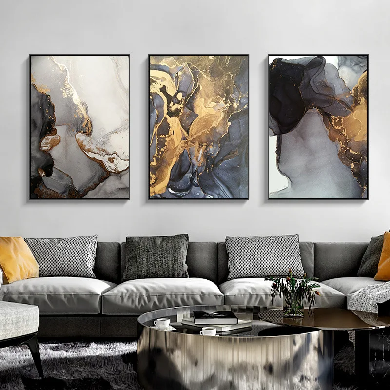 Modern Abstract Gold Gray Marble Canvas Art Paintings For Living Room Bedroom Posters And Prints Wall Poster Home Decor | Дом и сад