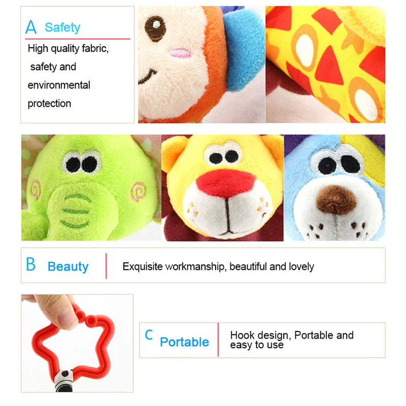 Мультяшные детские погремушки подвесные милые животные мягкий плюшевый ручной