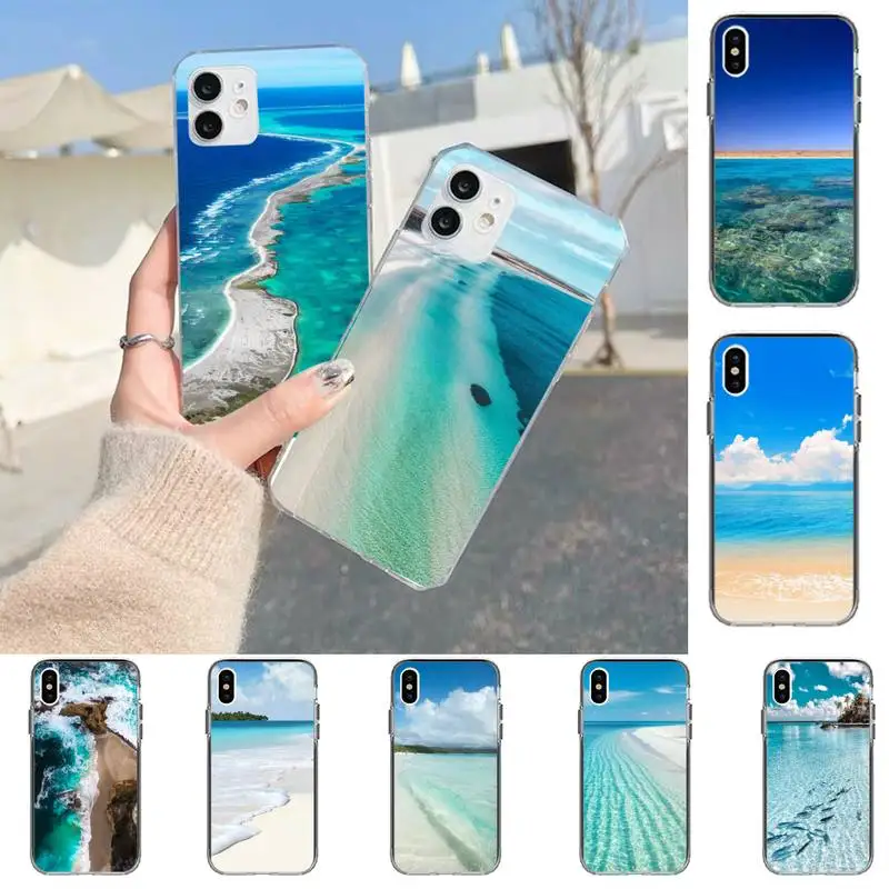 

Sea blue Sky beach Phone Case for iPhone 11 12 13 mini pro XS MAX 8 7 6 6S Plus X 5S SE 2020 XR