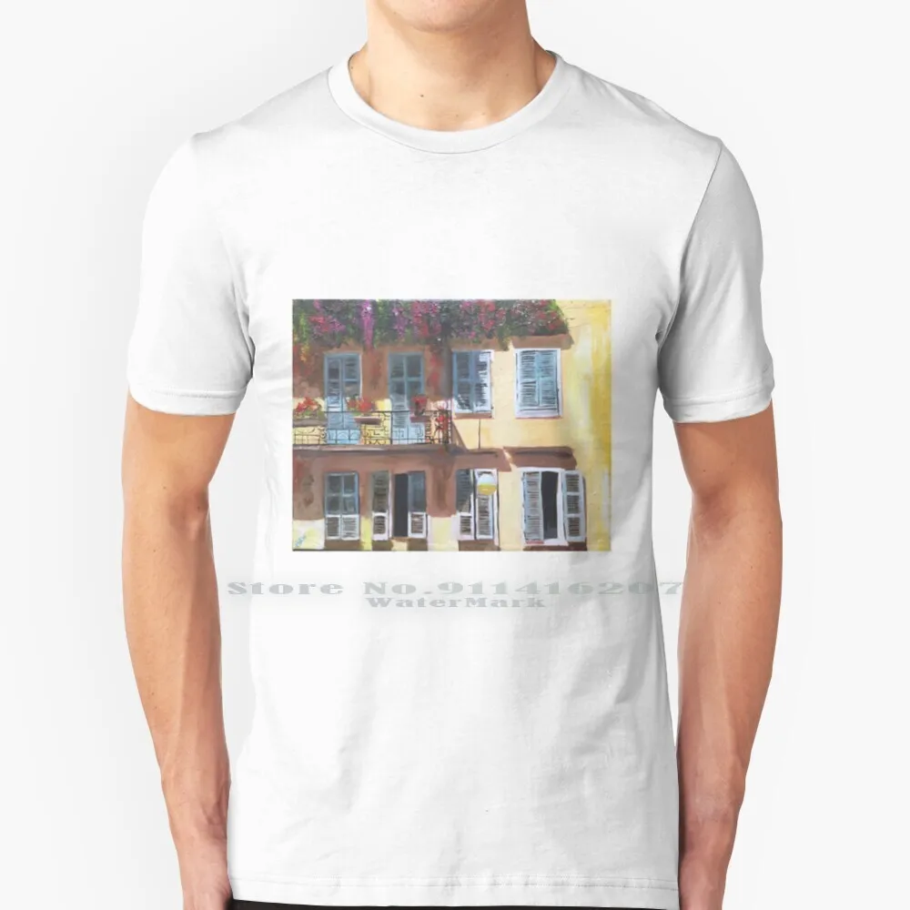 

Теплая Футболка во французском стиле, летняя футболка из 100% чистого хлопка с цветами для разных людей, с изображением французских домов, островов эндрюля Рида