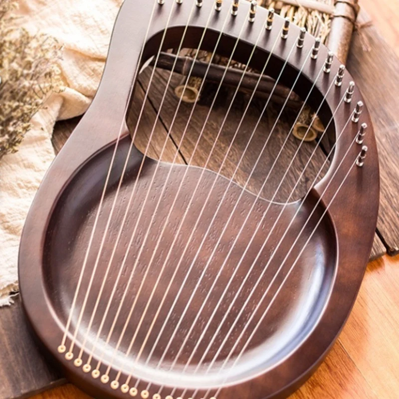 

Lyre Harp,16 String Harp Heptachord Solid Wood Mahogany Lyre Harp with Tuning Wrench for Music Lovers Kids Adult