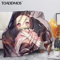 toaddmos anime demon slayer print fleece blanket comfort soft bed thin quilt sofa office nap warm blanket for kids adults manta