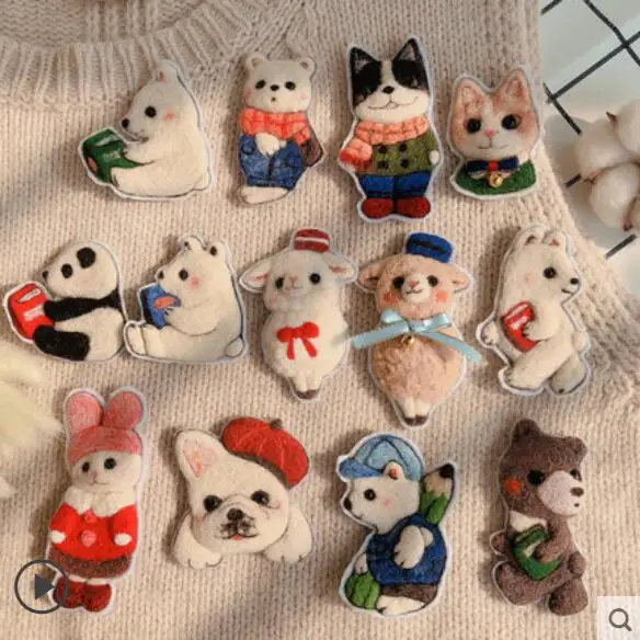 A hand-drawn brooch wool needlepoint kit felt needle felting keychain craft needlecraft DIY handmade | Дом и сад