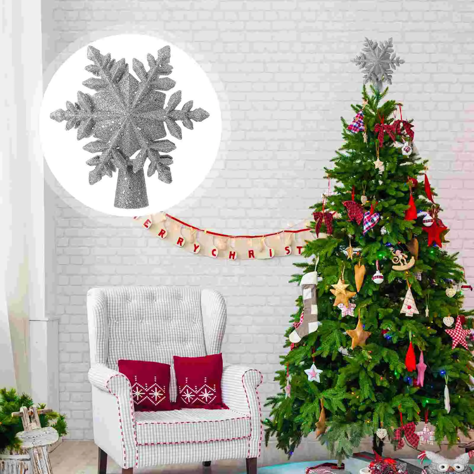 

Christmas Snowflake Projector Rotating Christmas Tree Topper Light US Plug