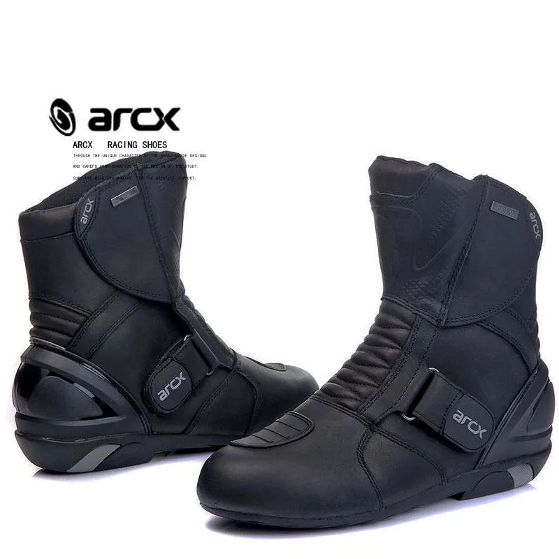 Ботинки мотоциклетные мужские из натуральной коровьей кожи водонепроницаемые