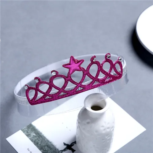 Rose Red with star Новинка года; милая детская эластичная повязка на голову для девочек; корона; Diademas Para Mujer Kawaii; корона с жемчугом; De Cabelo; детская одежда для дня рождения - Цвет: Rose Red with star