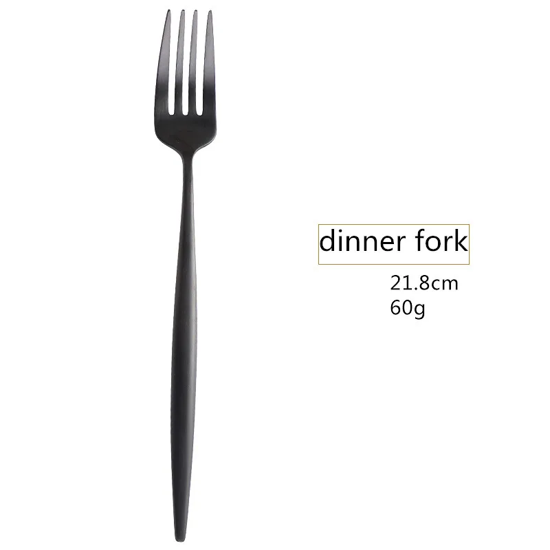 1pc dinner fork Черный набор столовых приборов из нержавеющей стали, вилки, ложки, ножи, столовое серебро, Корейская кухня, палочка для еды, столовая посуда, набор посуды, Прямая поставка - Цвет: 1pc dinner fork