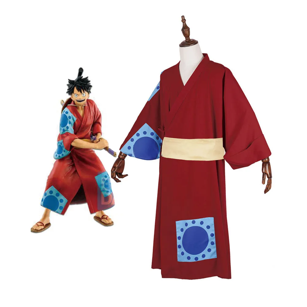 

Red Kimono Anime One Piece Monkey D Luffy Cosplay Costume