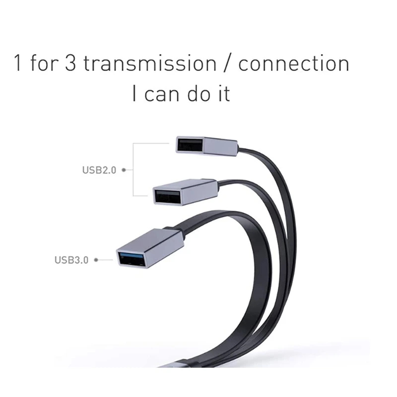 

USB C Hub, Type-C Cable OTG Adapter with 3 USB Ports, USB C Portable Extension Cable for Mobile Phones, Laptops,Straight