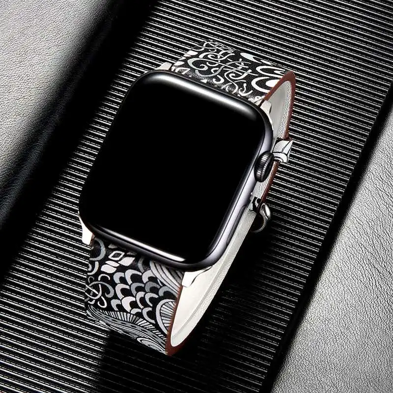 Фото Ремешок кожаный для Apple Watch Band 40 мм 44 мм 42 мм 38 мм, браслет для iWatch SE 6 5 4 3 2 1, Высококачественный Браслет №2