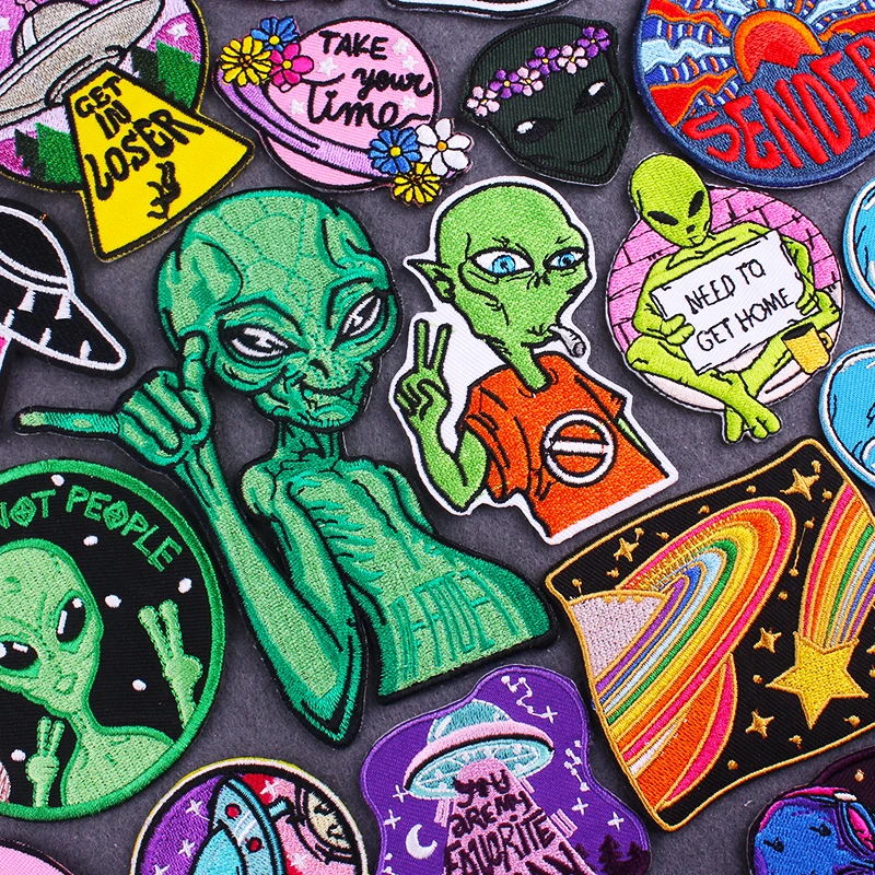 

Space Aliens Patch UFO Badges Patches on Jacket Clothes DIY Cartoon Embroidered Patches for Clothing Stickers Stripes Appliques