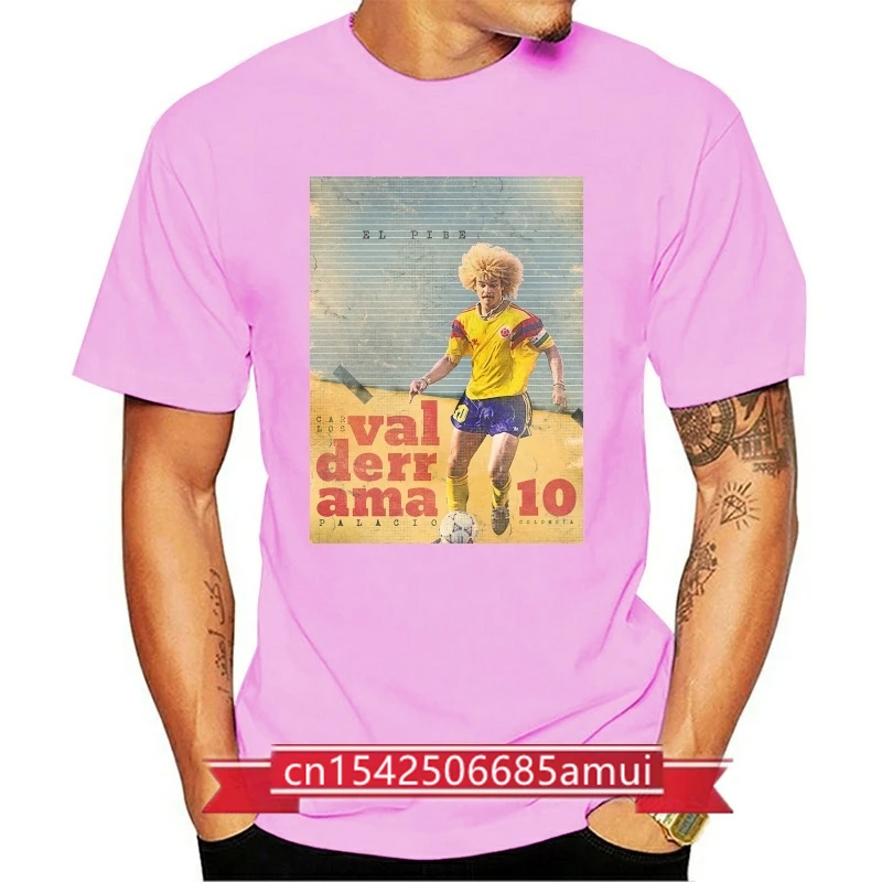 

T-Shirt Shirt Carlos Valderrama Colombia Football Vintage Years 80 1 S-M-L-Xl Retro Tee Shirt